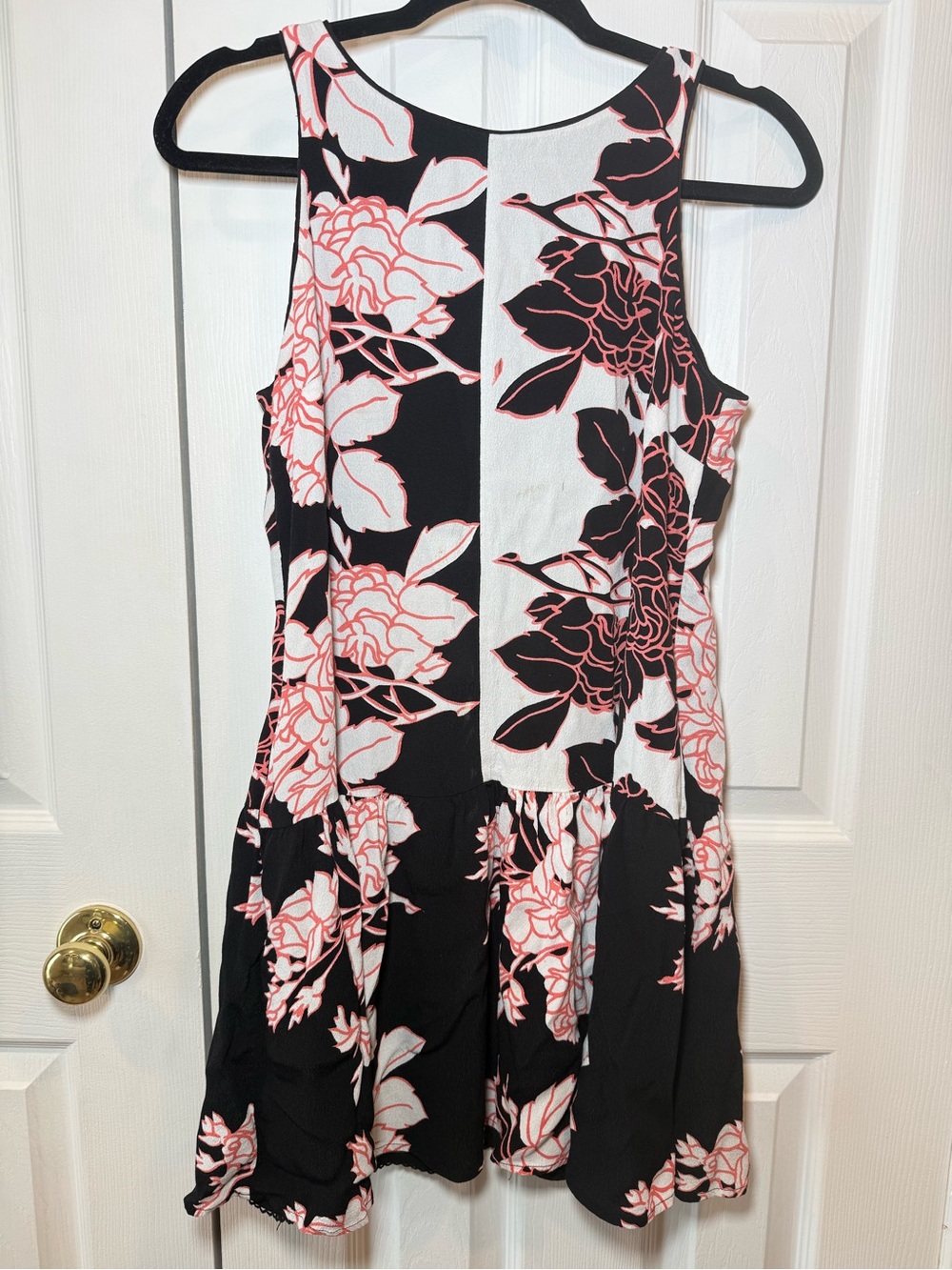 Maeve Black and Coral Floral Sleeveless Mini Dress